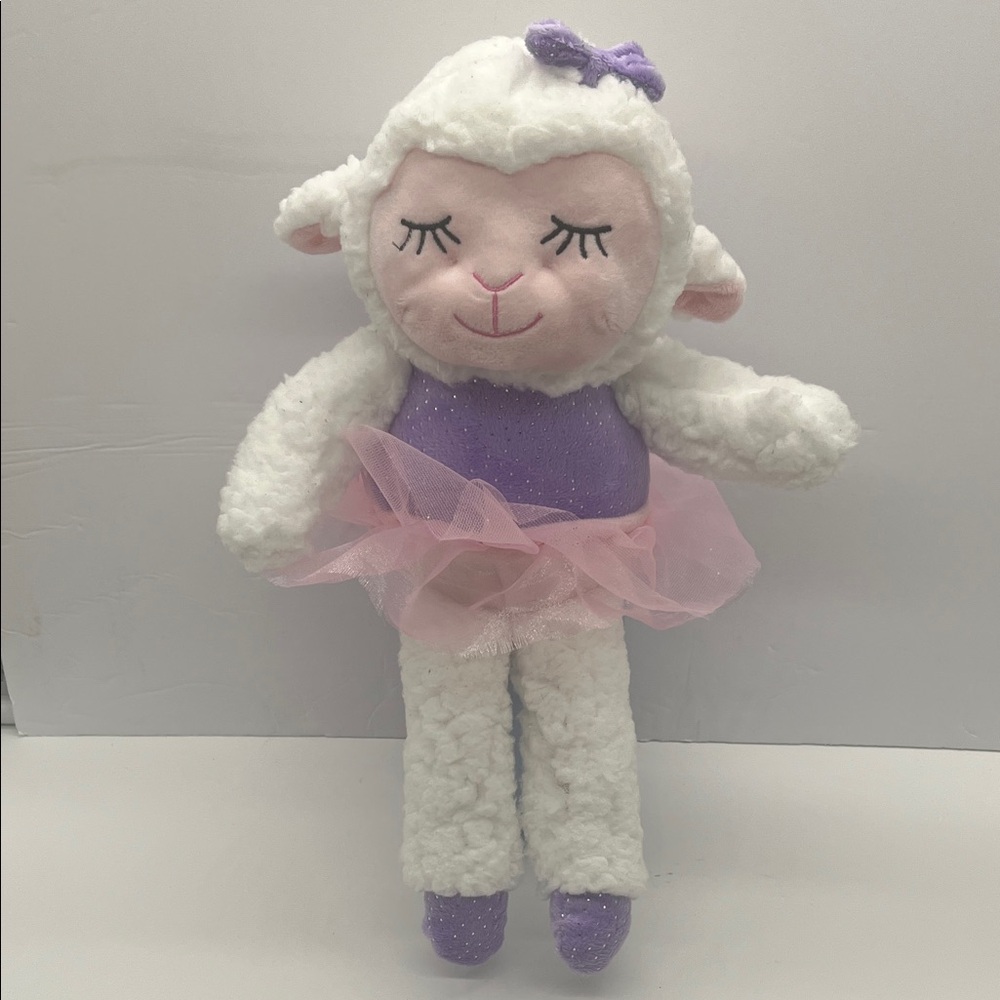 Adorable Plush Lamb Toy with Pink and Purple Outfit - Picture 7 of 7